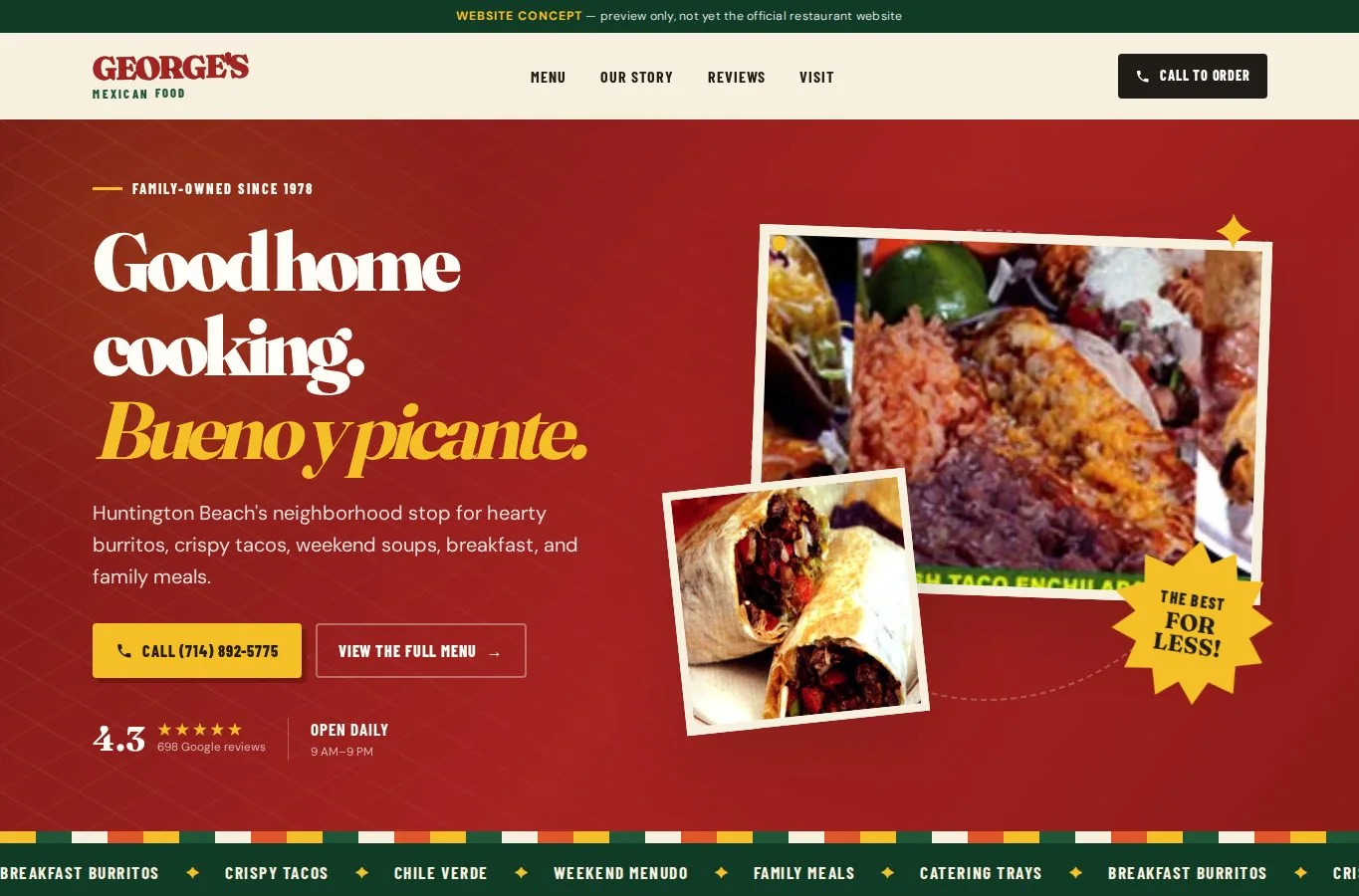 George's Mexican Food responsive website demonstration
