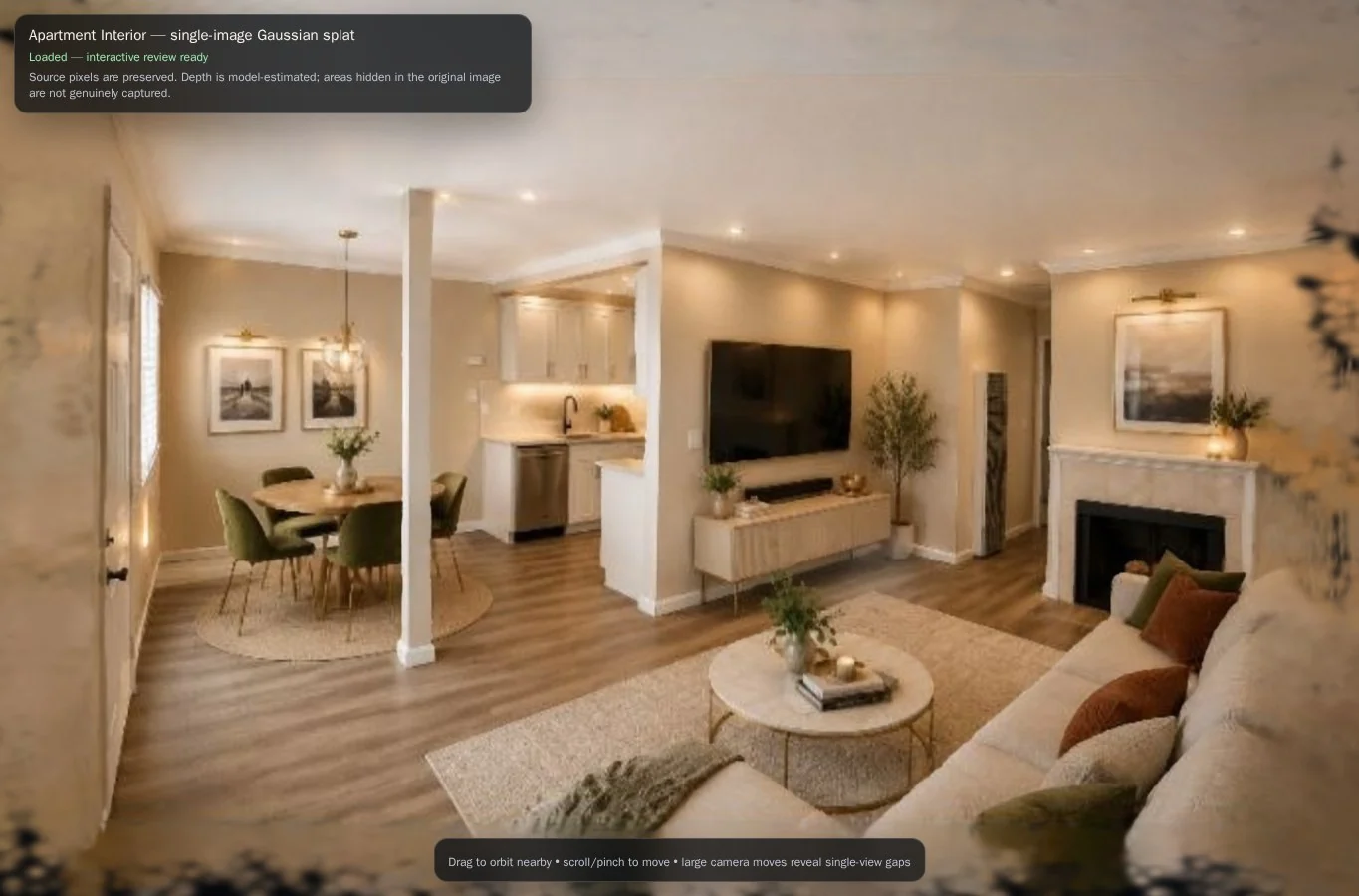 Single-image apartment interior Gaussian reconstruction