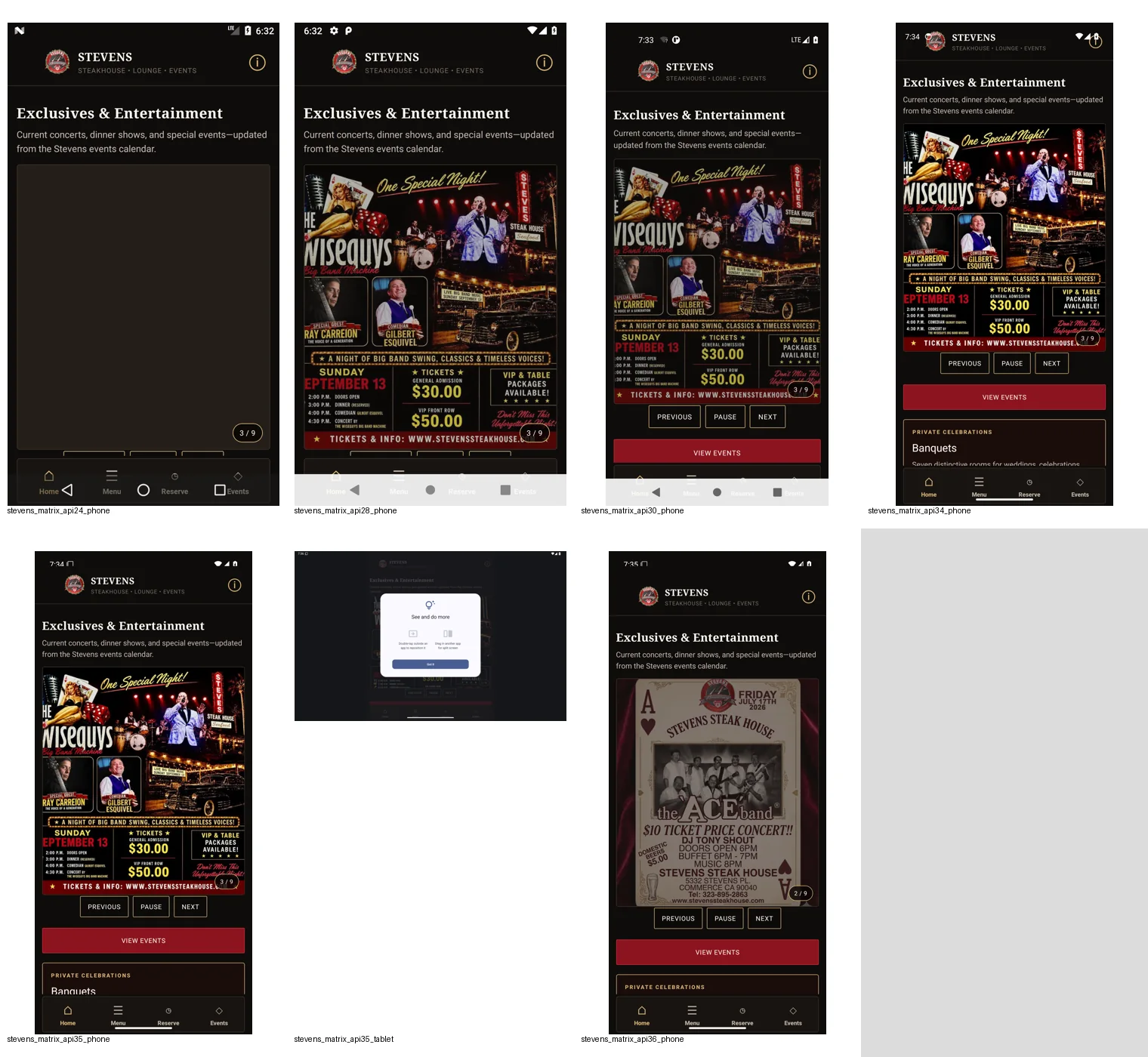 Stevens Android compatibility matrix montage